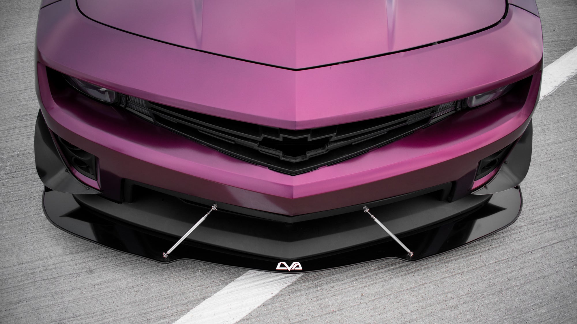 thumbnail image 2 of Bright Glossy Black Front Bumper Lip Splitter Kit With Strut Rods For Chevy Camaro SS 1LE ZL1 – 4Pcs Performance Upgrade 2 of 5